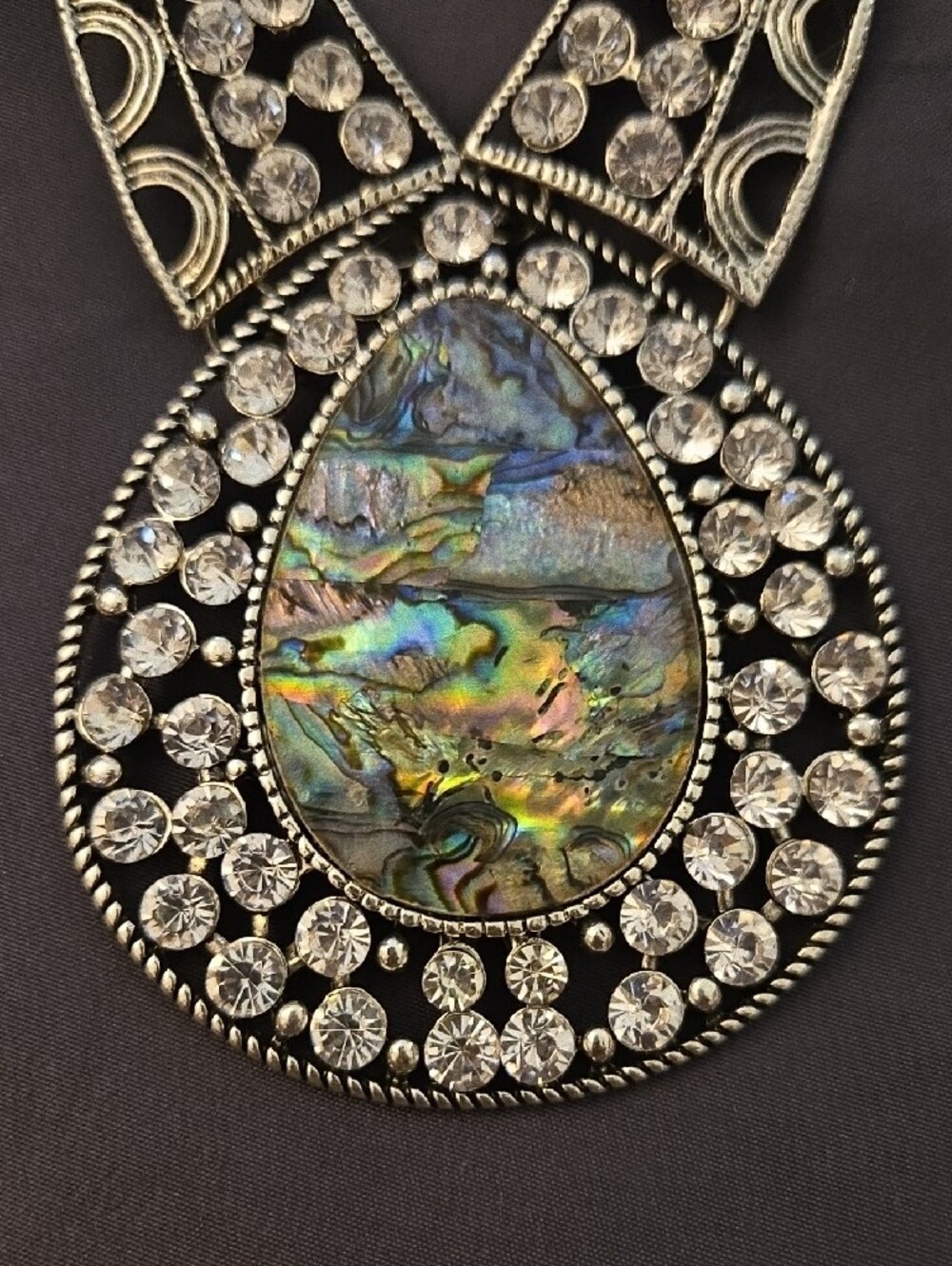 Silver Abalone Teardrop Wall Accent - Multicolor Shell Inset